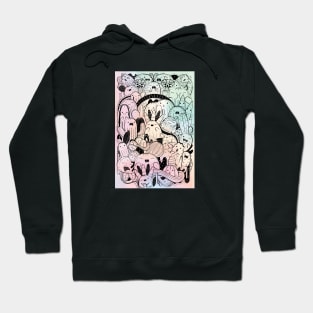 Cute Funny Cactus Doodle Pastel Rainbow Hoodie